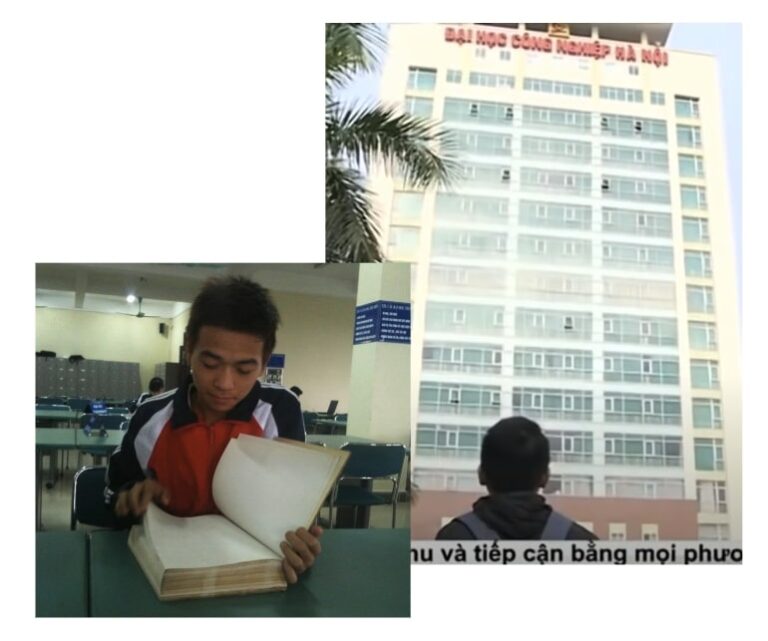 Diligent Vietnamese student studying in class for YouTube success
